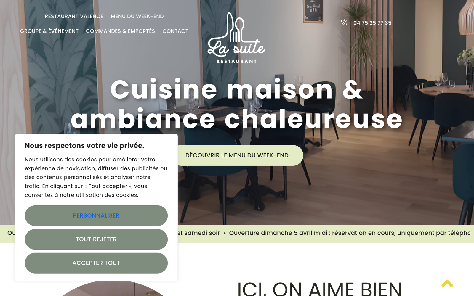 Site web de La Suite Restaurant